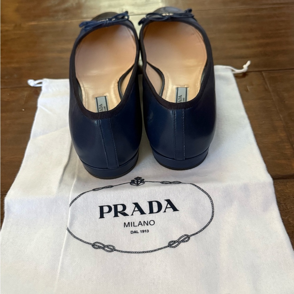 Prada Women's Dark Blue Patent Leather Flats - Picture 2 of 9